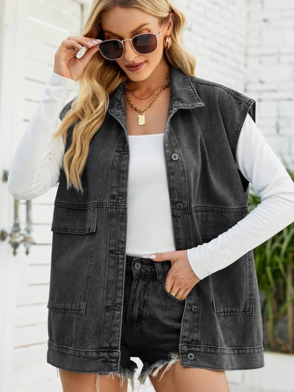 Heidi-Mode | Neues Denim-Weste Sommermode-Trend Denim Ärmellose Weste - Image 4