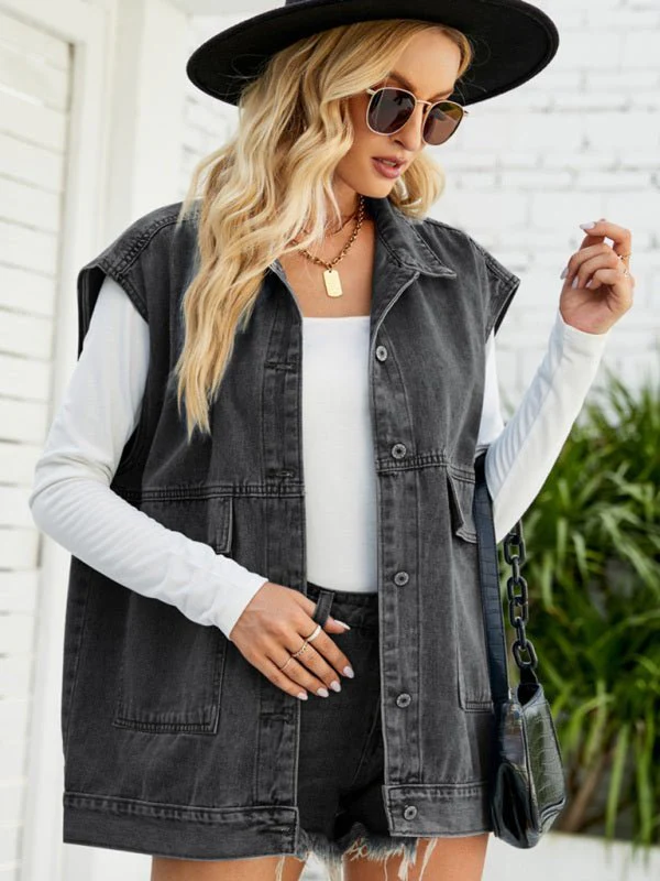 Heidi-Mode | Neues Denim-Weste Sommermode-Trend Denim Ärmellose Weste - Image 9