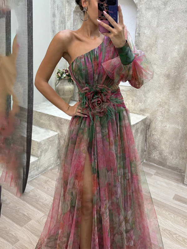 Heidi-Mode | Neue Party-Mesh-Schulter-Schlitzenkleid Ins Lässige Modekleider