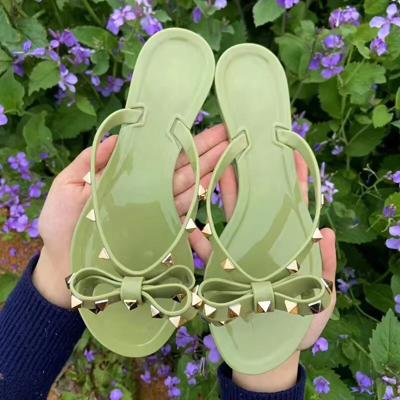 Heidi-Mode | Nieten-Schleife-Knoten Flip-Flops Sandalen - Image 5