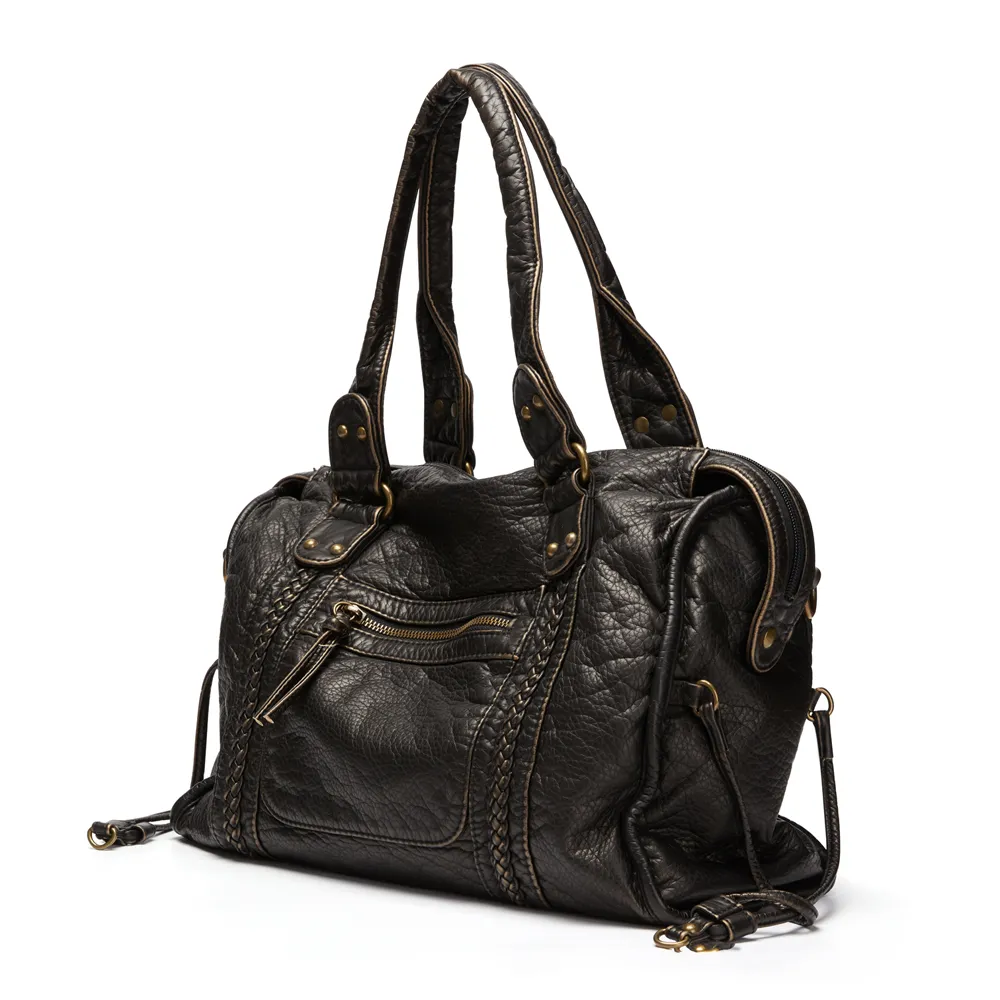 Heidi-Mode | Luxus Schwarze Lederhandtasche
