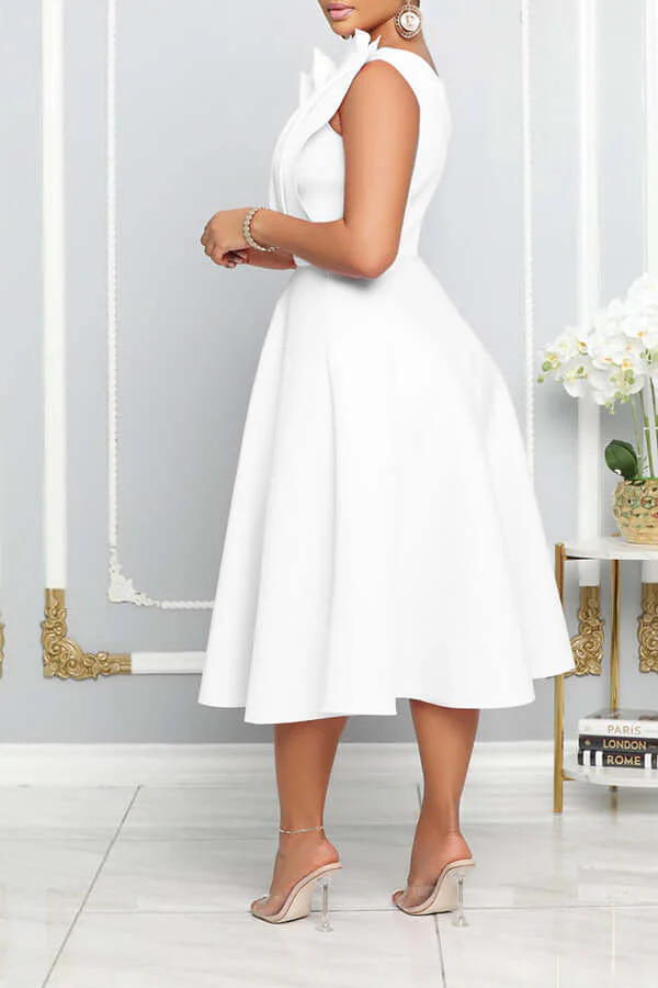 Heidi-Mode | One Shoulder Midi Kleid Elegante A-Linie Passform Skulpturierte Details Festliche Kleidung - Image 2