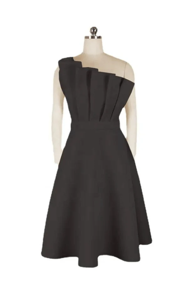 Heidi-Mode | One Shoulder Midi Kleid Elegante A-Linie Passform Skulpturierte Details Festliche Kleidung - Image 8