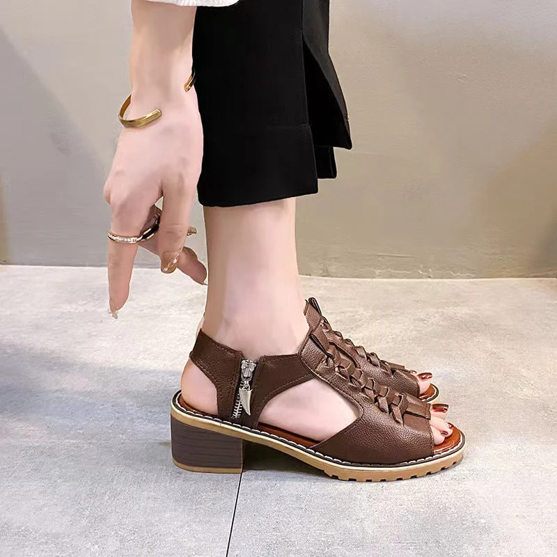 Heidi-Mode | Orthopädische Sandalen mit Absatz Bequeme Sandalen für Damen mit Spitzendesign - Image 3