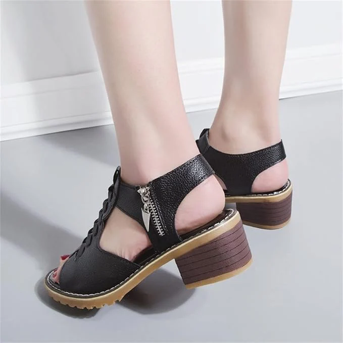 Heidi-Mode | Orthopädische Sandalen mit Absatz Bequeme Sandalen für Damen mit Spitzendesign - Image 4