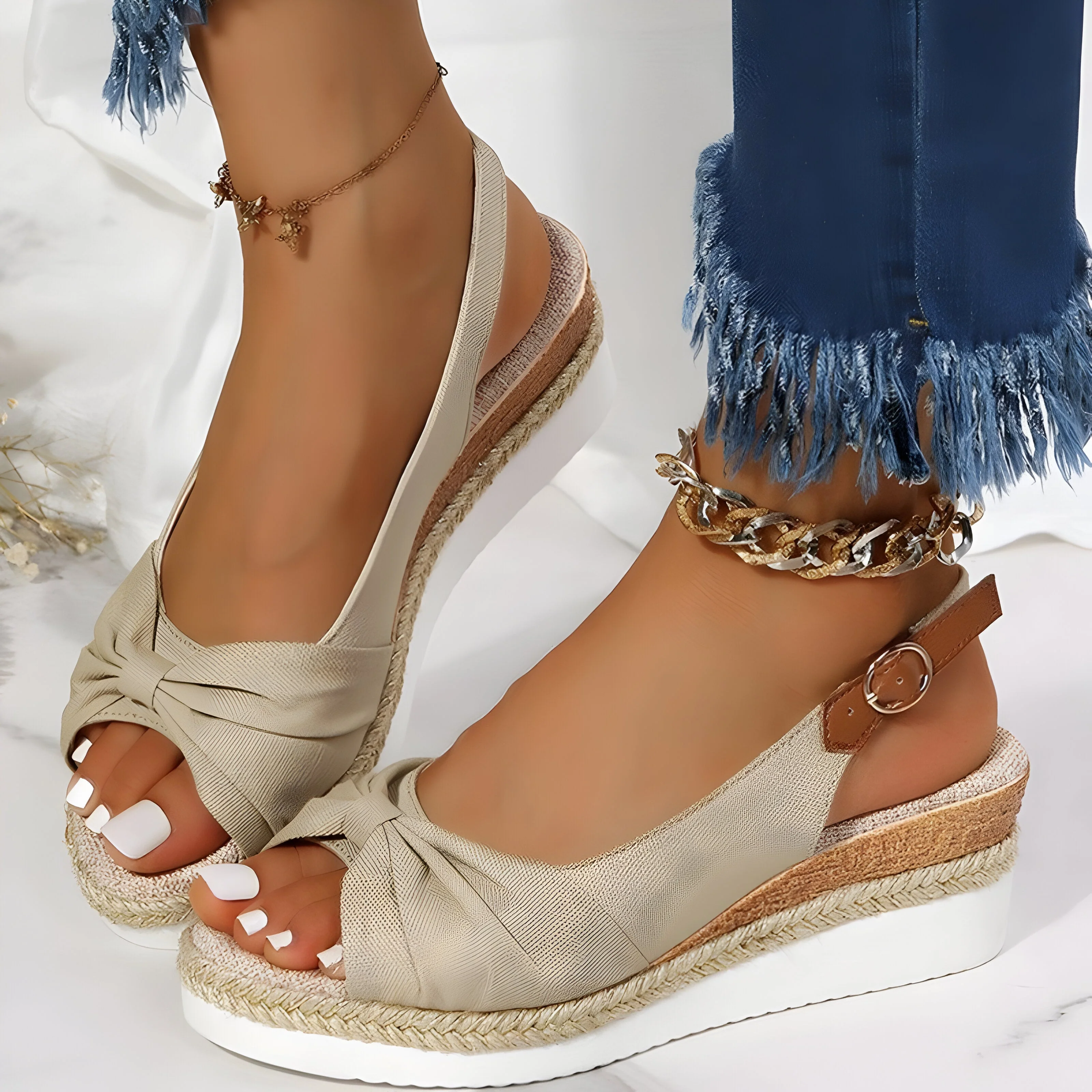 Heidi-Mode | Orthopädische Keilsandalen mit Peep Toe - Image 3