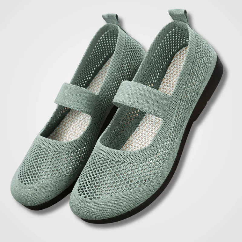 Heidi-Mode | Orthopädische Luftige Gestrickte Riemenflachschuhe