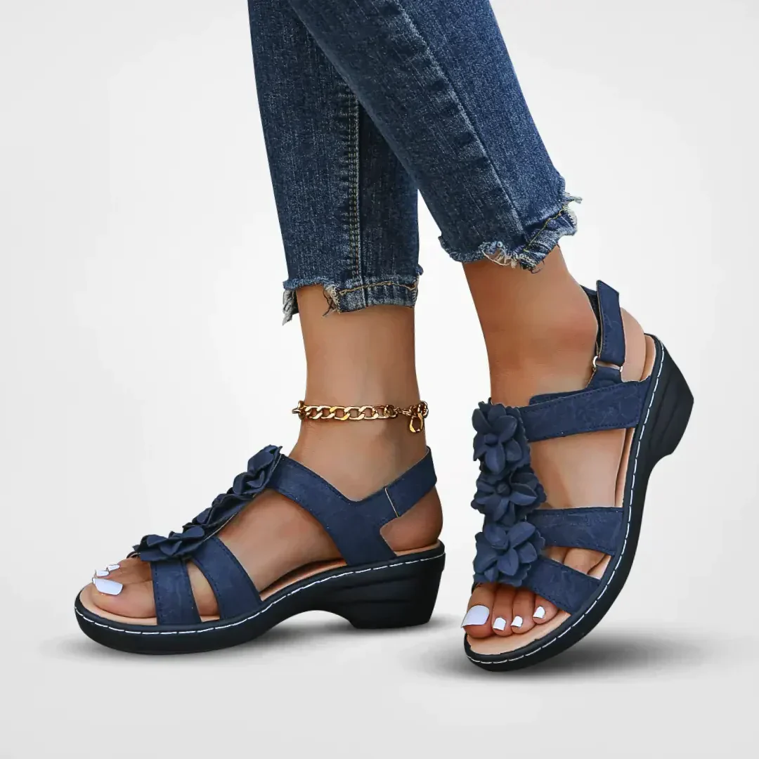 Heidi-Mode | Orthopädische Sandalen mit Blumenmuster für Damen - Image 3