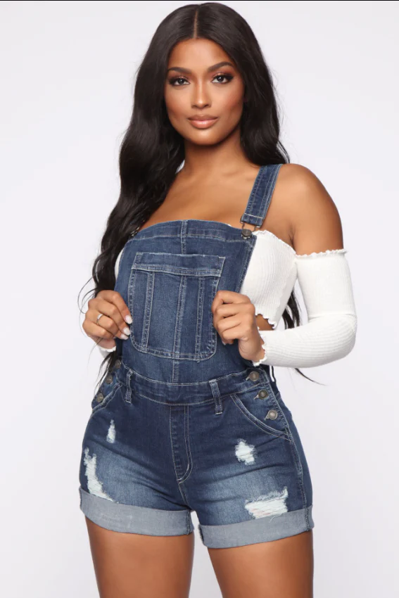 Heidi-Mode | Overall Zerrissene Denim Shorts - Image 7