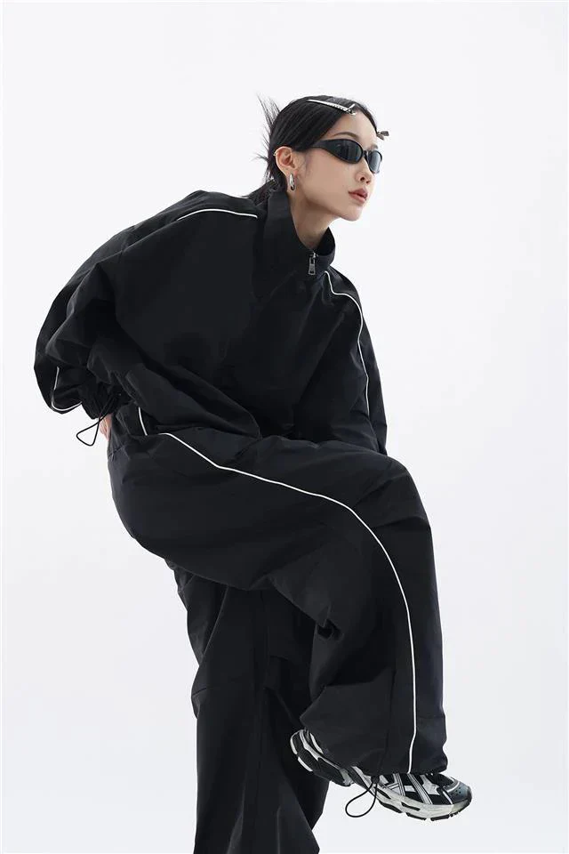 Heidi-Mode | Oversized Sportlich Schwarz Trainingsanzug - Image 3