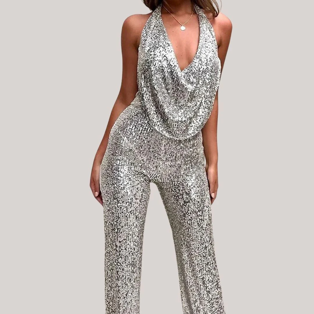 Heidi-Mode | Party-Pailletten-Rückenfrei-Halter Ärmelloser Jumpsuit - Image 10