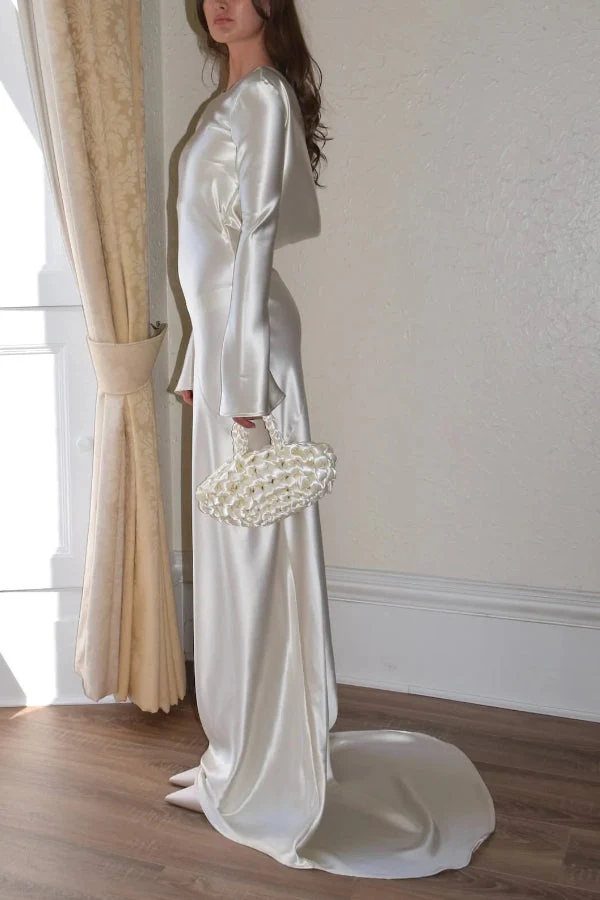 Heidi-Mode | Pearl Eden Satin Rückwärtig Offene Cowl Neck Gown Maxi Kleid - Image 2