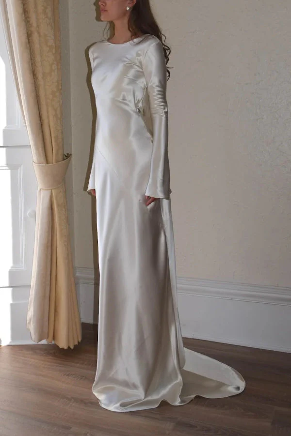 Heidi-Mode | Pearl Eden Satin Rückwärtig Offene Cowl Neck Gown Maxi Kleid - Image 3