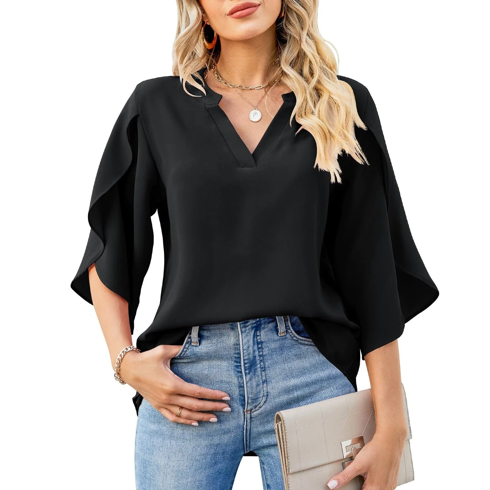 Heidi-Mode | Petal Sleeve Chiffon Shirt - Image 11