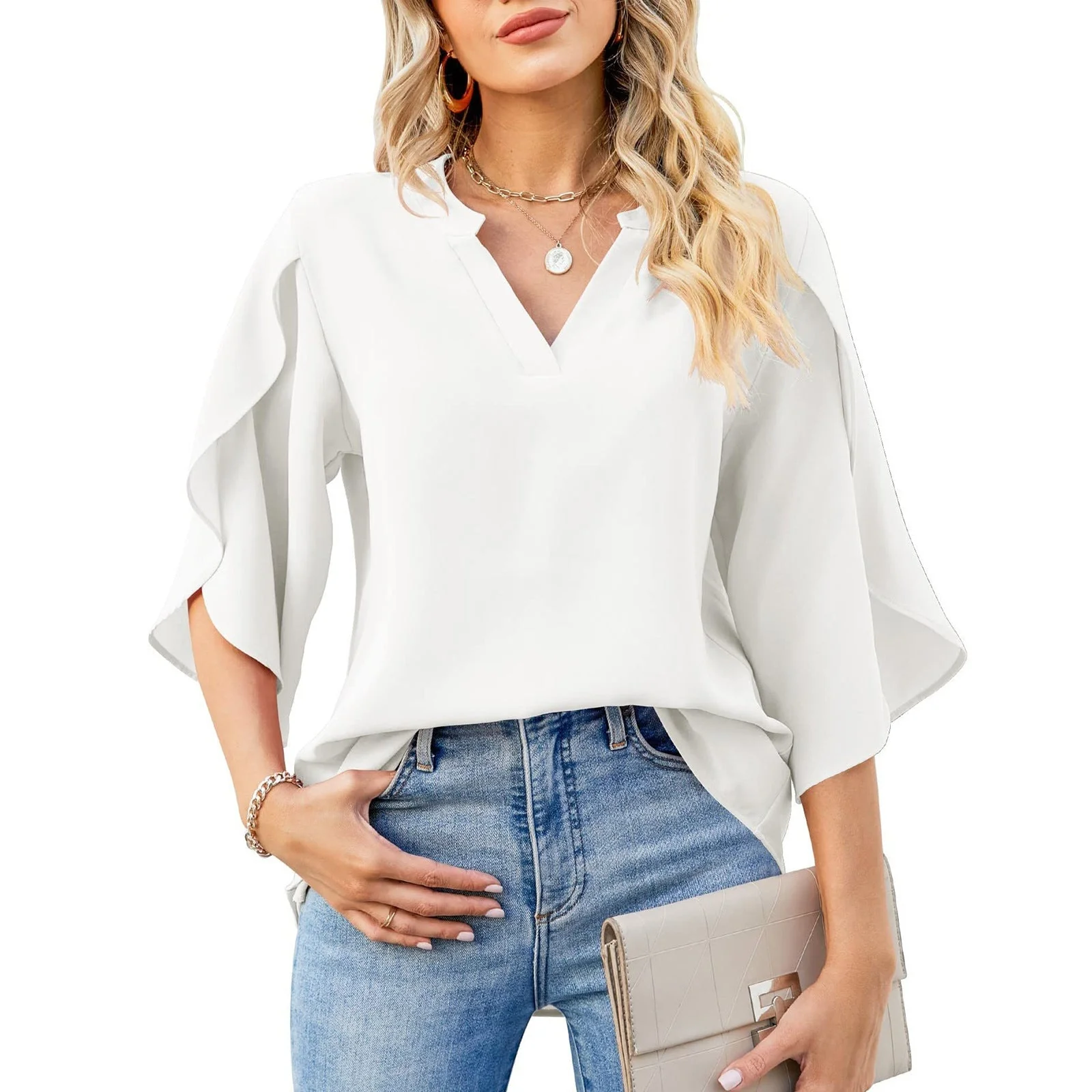 Heidi-Mode | Petal Sleeve Chiffon Shirt - Image 14