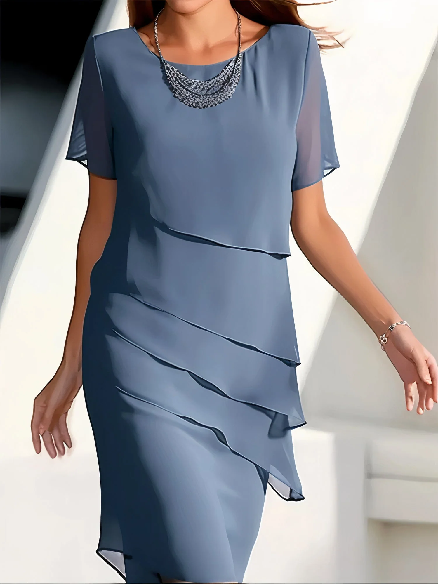 Heidi-Mode | Plissee Chiffonkleid - Elegantes Plissiertes Chiffonkleid für Besondere Anlässe - Image 2