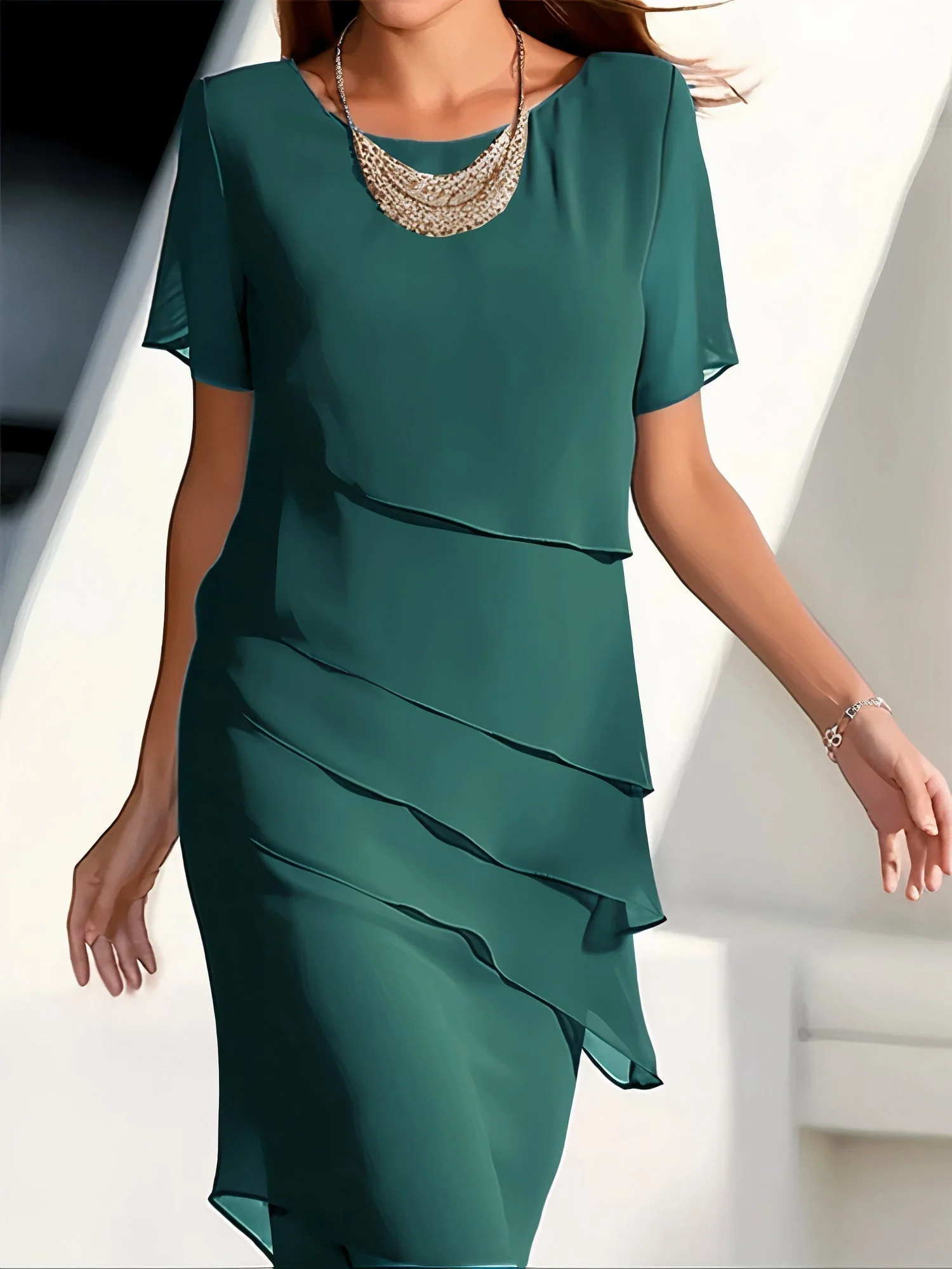 Heidi-Mode | Plissee Chiffonkleid - Elegantes Plissiertes Chiffonkleid für Besondere Anlässe - Image 3