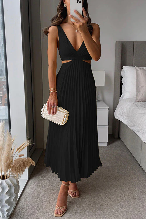 Heidi-Mode | Plissierter Plunge Midi-Kleid - Image 3