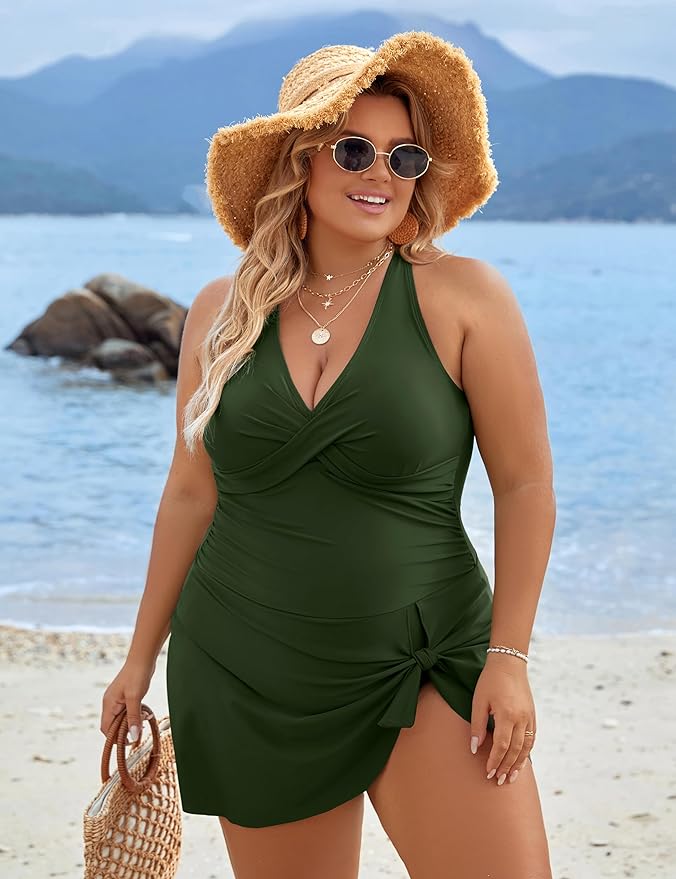 Heidi-Mode | Plus Size Einteiler Schwimmdress Badeanzug Bauchkontrolle Badeanzüge - Image 10