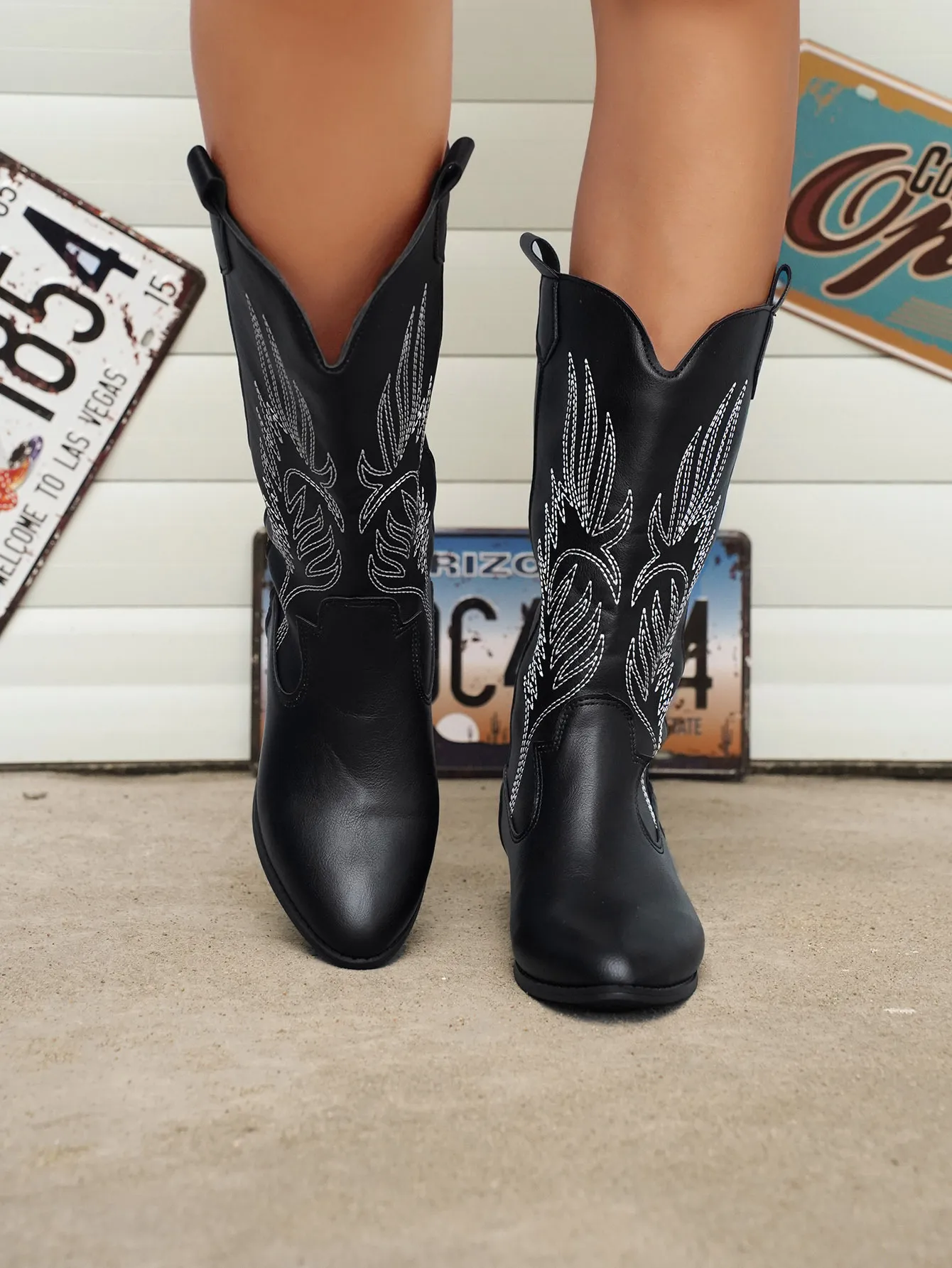 Heidi-Mode | Pu-Leder-Cowboystiefel mit Weichem Innenfutter - Image 16