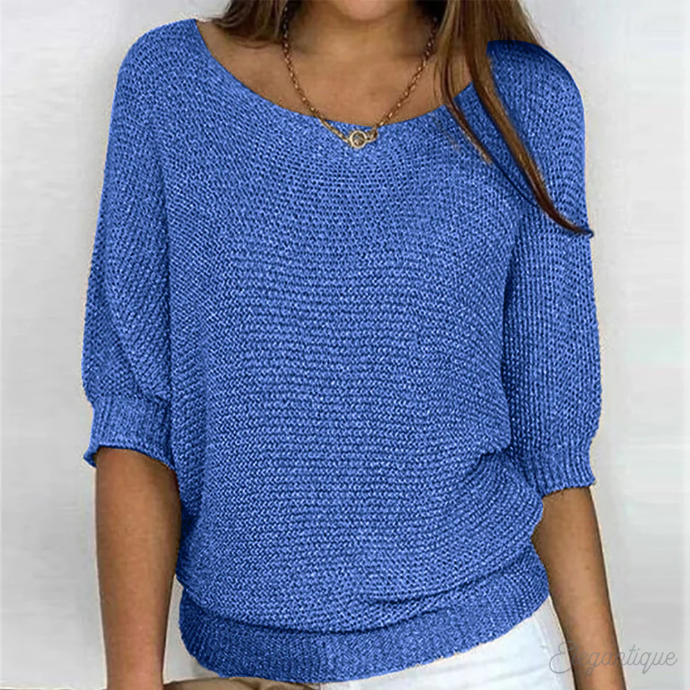 Heidi-Mode | Pullover - Damen - Einfarbig, Rundhals, Dreiviertelärmel - Bequem und Lässig - Image 4