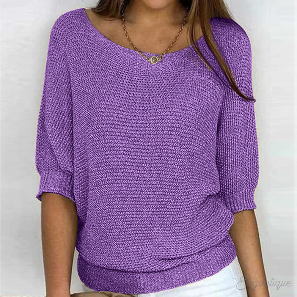 Heidi-Mode | Pullover - Damen - Einfarbig, Rundhals, Dreiviertelärmel - Bequem und Lässig - Image 8