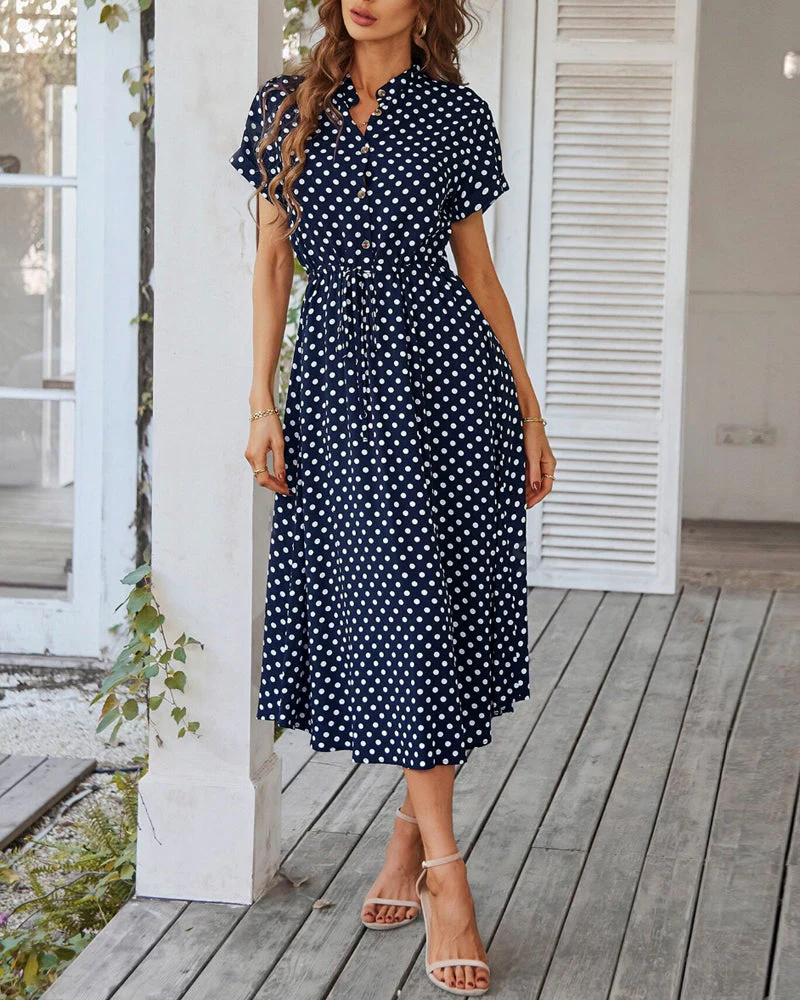 Heidi-Mode | Punkte-Muster Kleid mit Bindeband und Knöpfen - Image 5