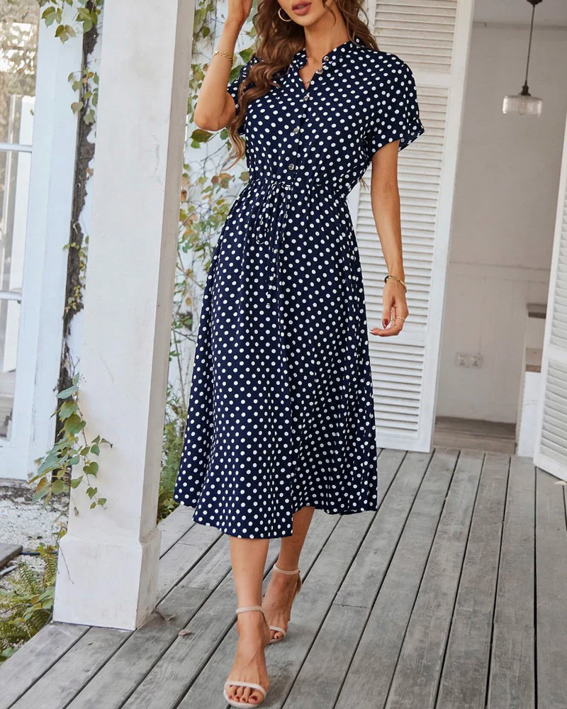 Heidi-Mode | Punkte-Muster Kleid mit Bindeband und Knöpfen - Image 6