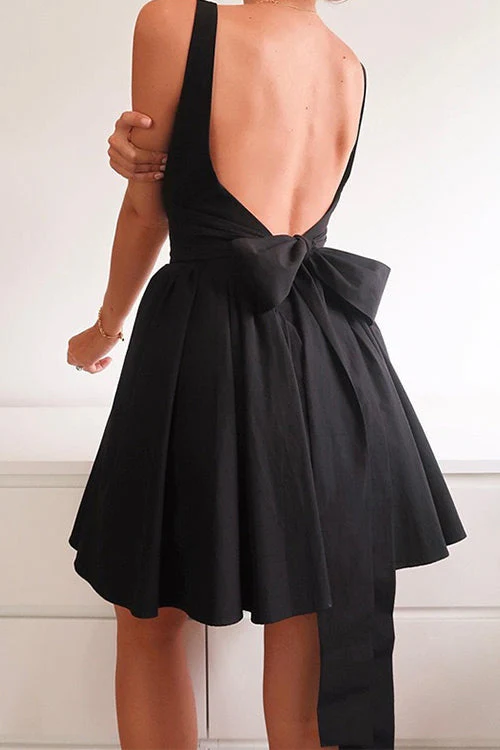 Heidi-Mode | Rosiedress Square Neck Schleife Knot Rückenfrei Mini Kleid - Image 7
