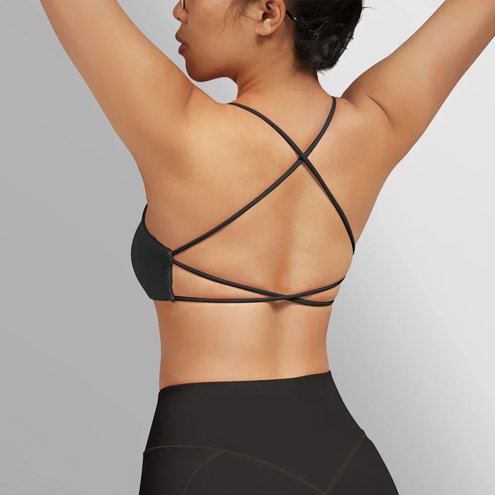 Heidi-Mode | Rückenfreier Stoßfester Fitness Sport Bh mit Polstern für Frauen