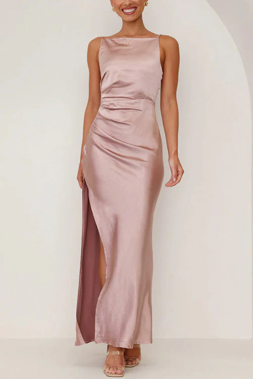Heidi-Mode | Rosiedress Rückenfrei Seitenschlitz Maxi Cami Kleid - Image 2