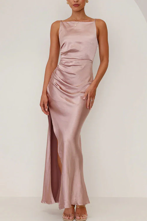 Heidi-Mode | Rosiedress Rückenfrei Seitenschlitz Maxi Cami Kleid - Image 3