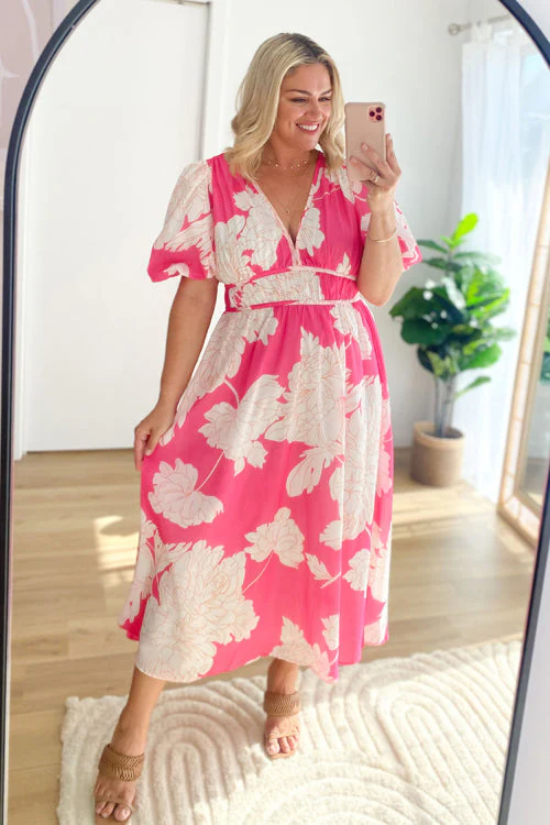 Heidi-Mode | Real Love Print Puffärmel Maxi Kleid - Image 10
