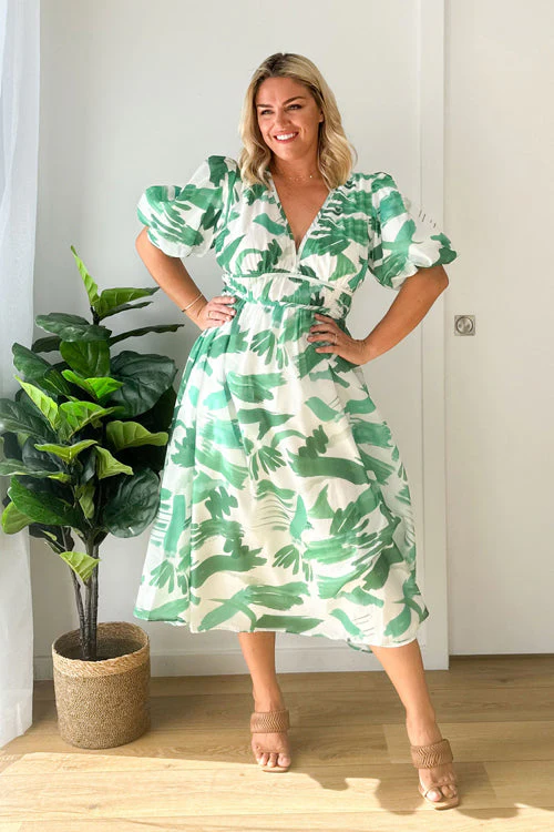 Heidi-Mode | Real Love Print Puffärmel Maxi Kleid - Image 7