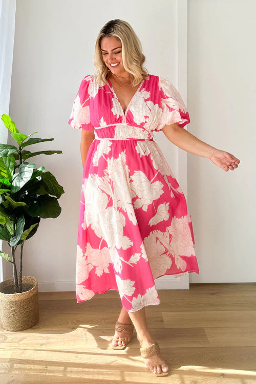 Heidi-Mode | Real Love Print Puffärmel Maxi Kleid - Image 9