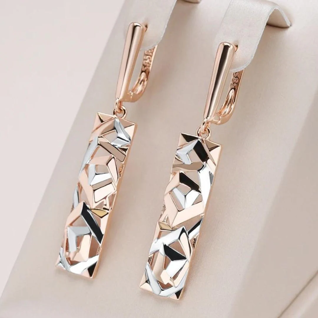 Heidi-Mode | Rechteckige Ohrringe Aus Gold und Silber