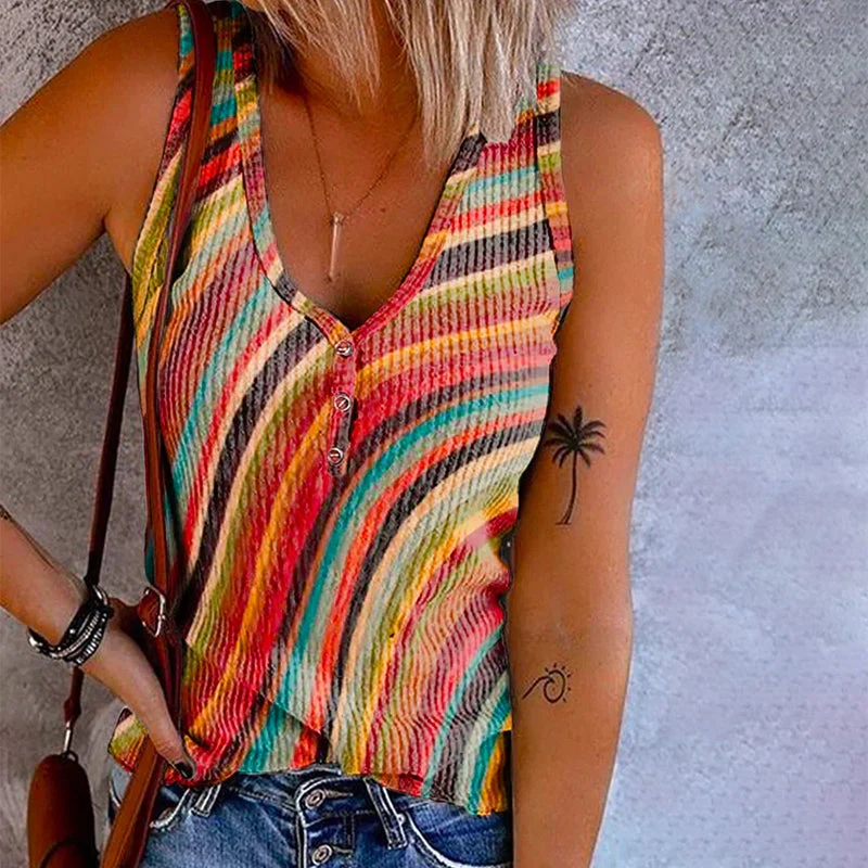 Heidi-Mode | Regenbogen Gestreiftes Tanktop - Image 2