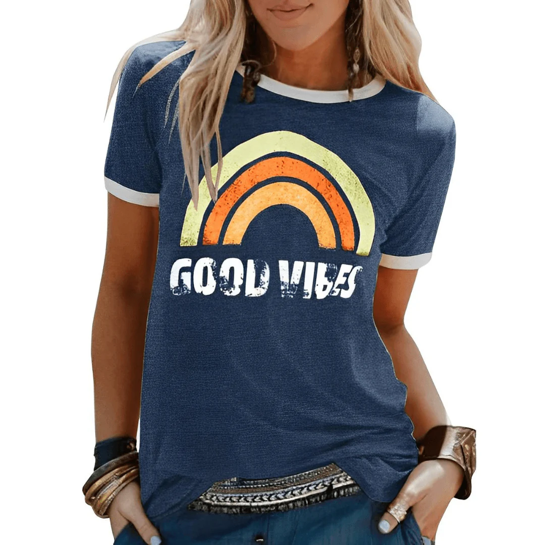 Heidi-Mode | Retro Good Vibes Grafik T-Shirt für Damen
