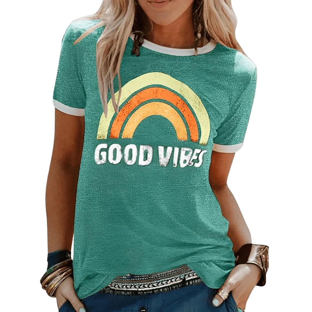 Heidi-Mode | Retro Good Vibes Grafik T-Shirt für Damen - Image 5