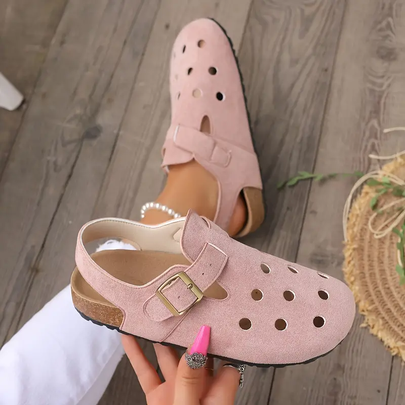 Heidi-Mode | Retro Kork Clogs mit Geschlossener Spitze und Schnallenriemen - Image 2