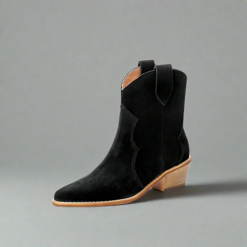 Heidi-Mode | Rindsleder Damen Wildleder Damen Stiefel mit Absatz - Image 12