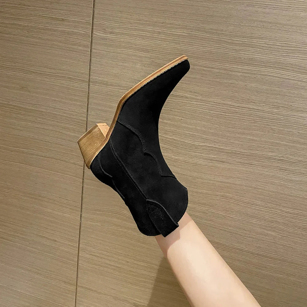 Heidi-Mode | Rindsleder Damen Wildleder Damen Stiefel mit Absatz - Image 4