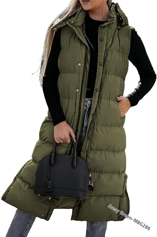 Heidi-Mode | Ärmellose, Lässige Steppjacke mit Kapuze und Reißverschluss
