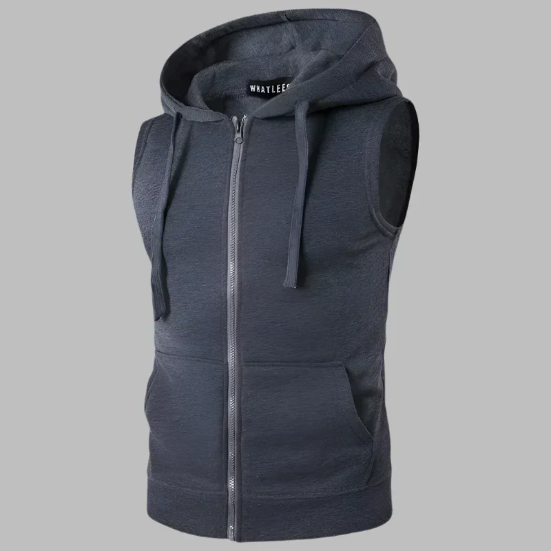 Heidi-Mode | Ärmelloser Herrenpullover mit Reißverschluss und Kapuze - Image 8