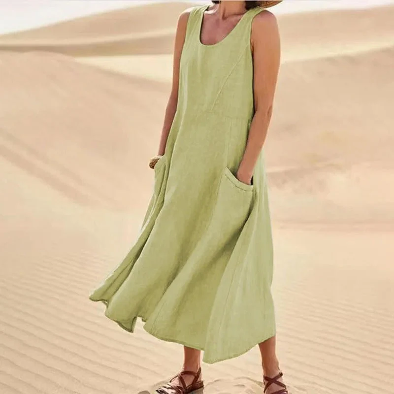 Heidi-Mode | Ärmelloses Leinenkleid mit Taschen für Damen - Image 7