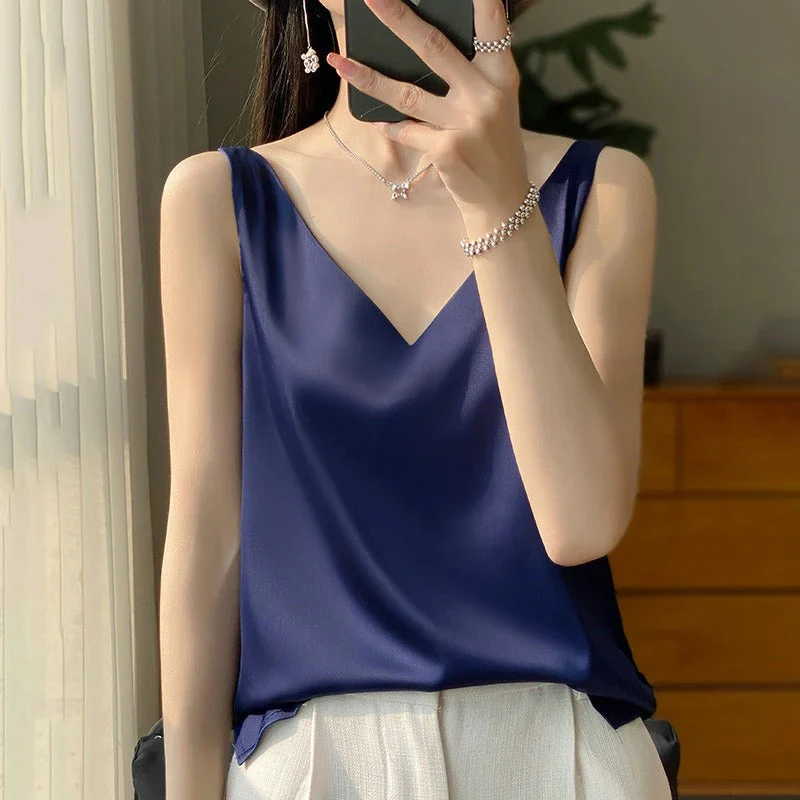 Heidi-Mode | Ärmelloses Top Aus Satin-Seide
