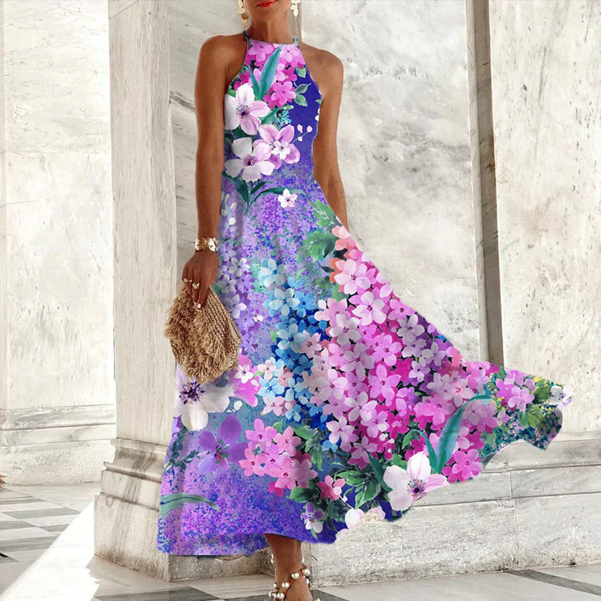 Heidi-Mode | Ärmelloses Maxikleid mit Halter - Image 3