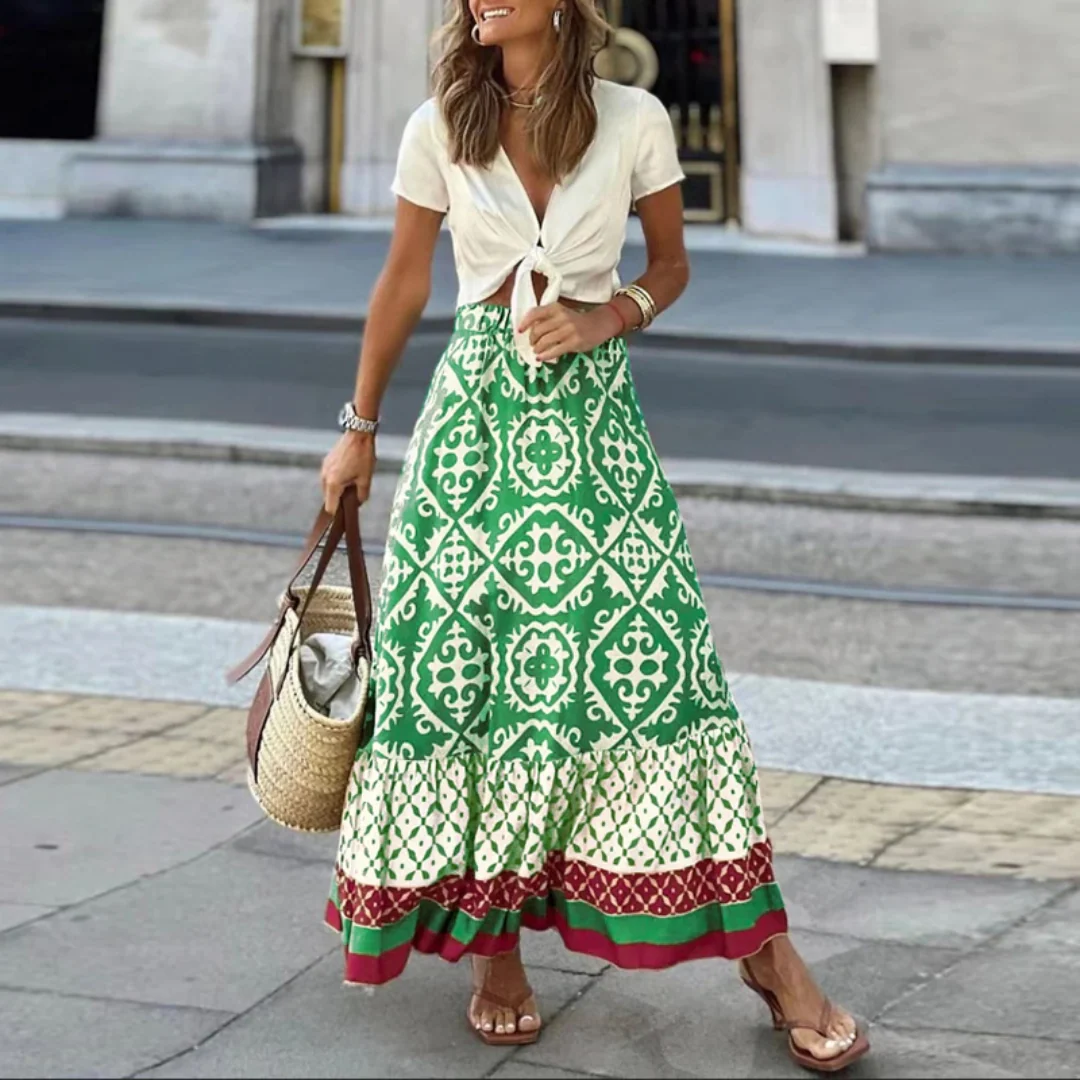 Heidi-Mode | Trendiger Geometrischer High-Waist-Rock für Lässiges Tragen - Image 5