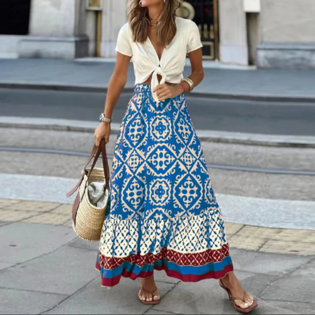 Heidi-Mode | Trendiger Geometrischer High-Waist-Rock für Lässiges Tragen - Image 6
