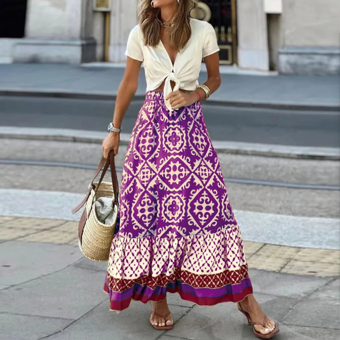 Heidi-Mode | Trendiger Geometrischer High-Waist-Rock für Lässiges Tragen - Image 7